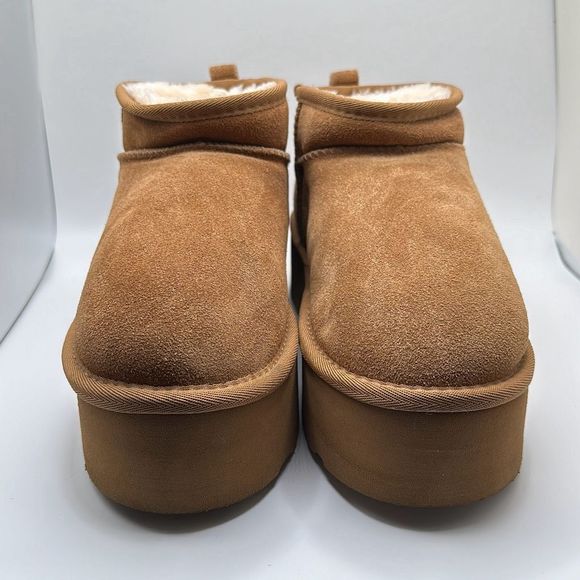 CUSHIONAIRE Women's Genuine Suede pull on platform boot +Memory Foam 8.5 CHESTNU - Picture 2 of 7